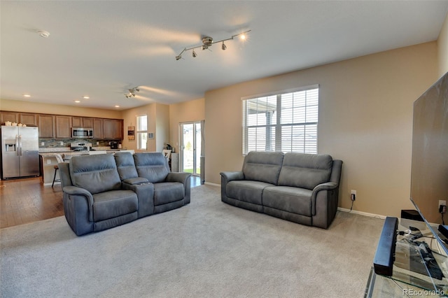 5837 High Timber Cir, Castle Rock, CO 80104 - living area with track lighting, baseboards, carpet, and recessed lighting