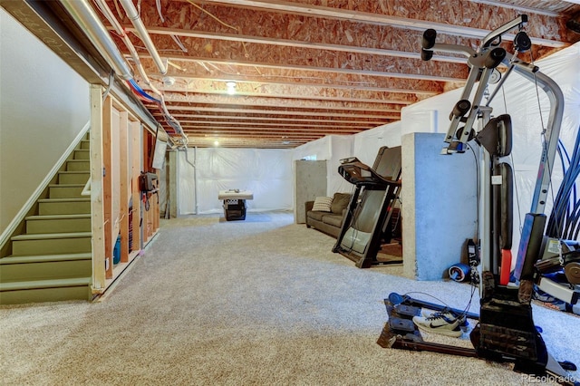 5837 High Timber Cir, Castle Rock, CO 80104 - unfinished below grade area featuring carpet flooring and stairs