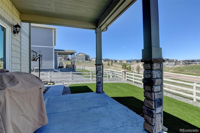 5837 High Timber Cir, Castle Rock, CO 80104 - view of patio / terrace with a residential view, area for grilling, and fence