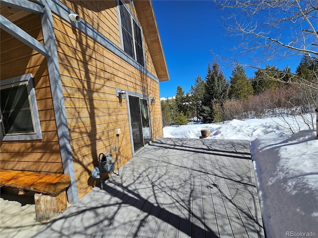 view of snow covered property