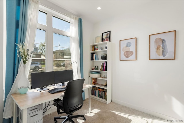 1242 Yates St Unit U2, Denver, CO 80204 - home office with light carpet and recessed lighting