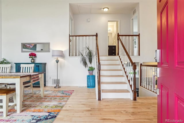 foyer with wood finished floors