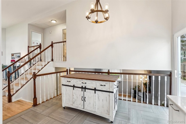 interior space with a chandelier