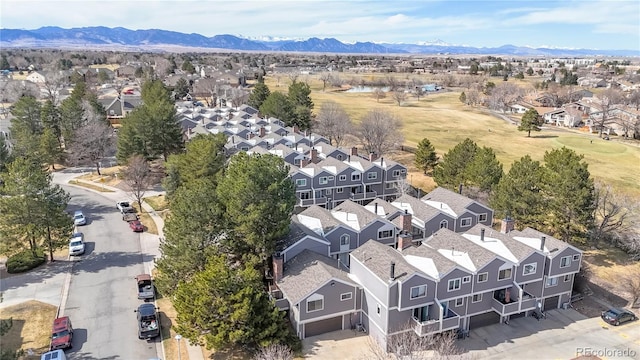 aerial view with a residential view and a mountain view