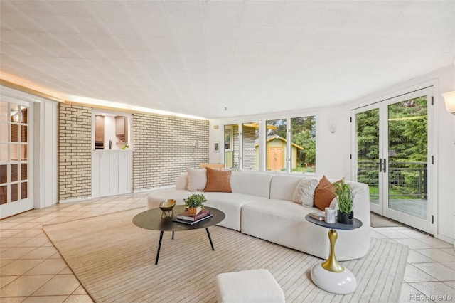 view of tiled living area