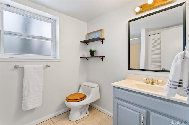 bathroom with tile patterned floors, vanity, and toilet