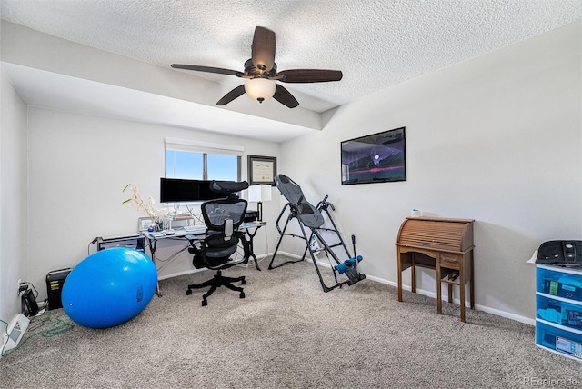 8666 Mariposa St, Thornton, CO 80260 - carpeted office space featuring a textured ceiling, baseboards, and a ceiling fan