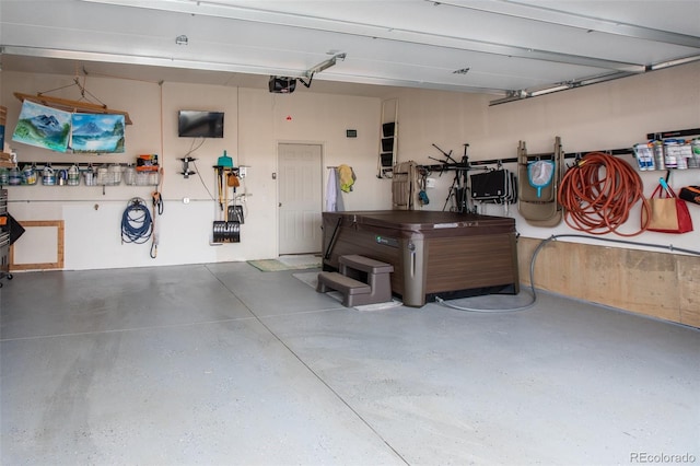 garage with a garage door opener