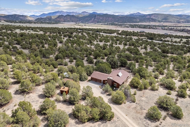 bird's eye view with a mountain view