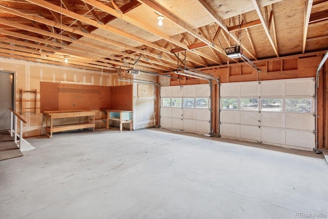 garage with a garage door opener