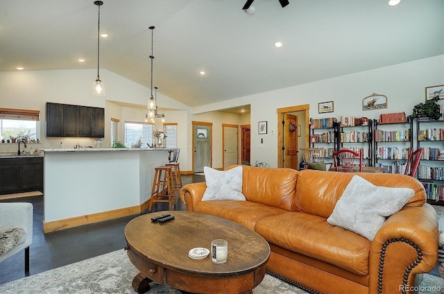 146 Raven Way, Buena Vista, CO 81211 - living room with recessed lighting and high vaulted ceiling