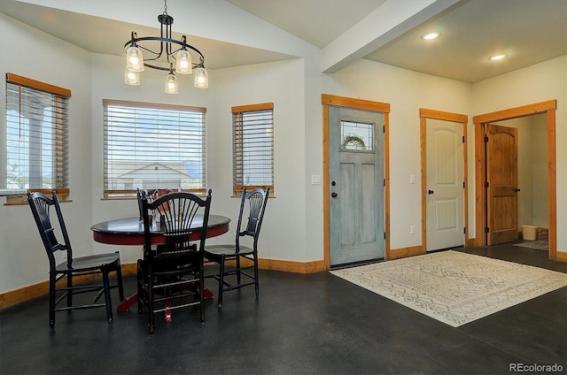 146 Raven Way, Buena Vista, CO 81211 - dining space with baseboards, recessed lighting, and a chandelier