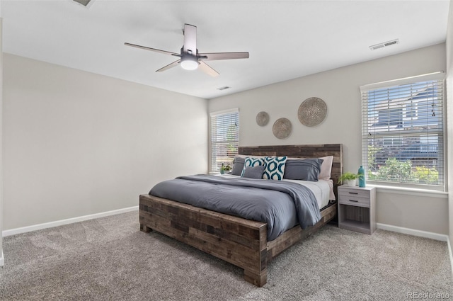 24738 E Layton Pl, Aurora, CO 80016 - bedroom featuring baseboards, multiple windows, carpet, and ceiling fan