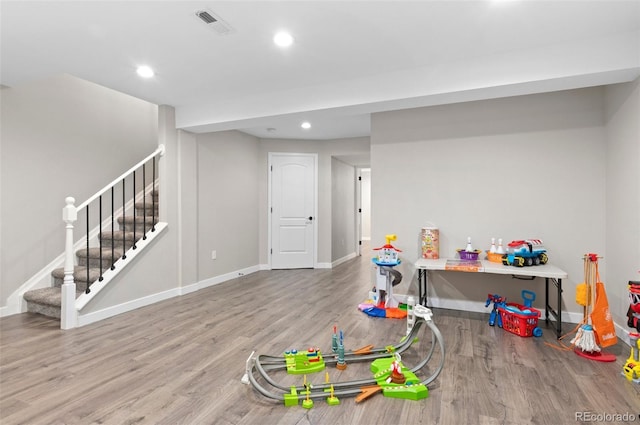 24738 E Layton Pl, Aurora, CO 80016 - game room featuring wood finished floors, recessed lighting, and baseboards