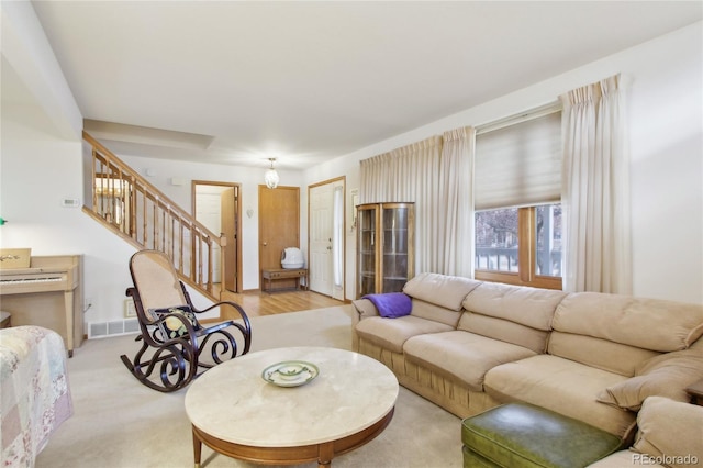 living room featuring light hardwood / wood-style floors