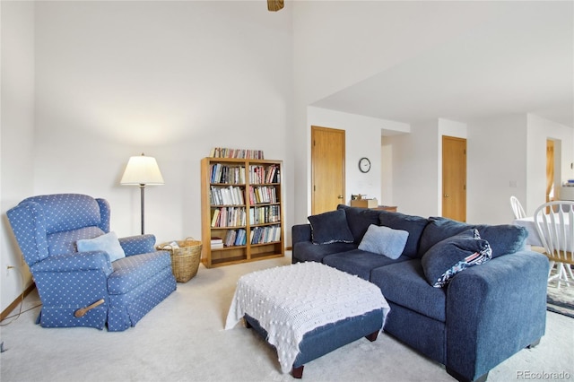 living room with light colored carpet