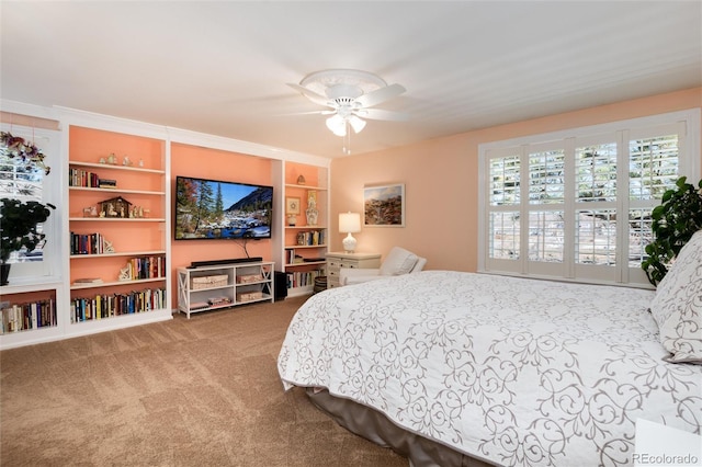 bedroom with carpet and ceiling fan