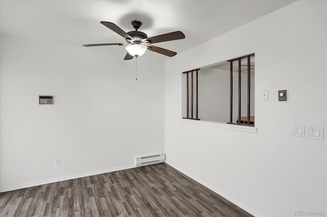 16651 E Arizona Pl, Aurora, CO 80017 - spare room with a baseboard radiator, wood finished floors, and ceiling fan