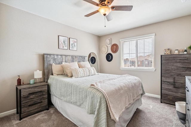 bedroom featuring carpet and ceiling fan