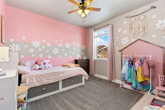 599 Fall River Ct, Brighton, CO 80601 - bedroom with wallpapered walls and ceiling fan