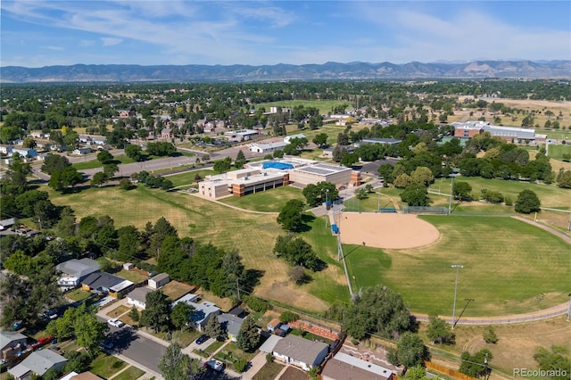 3955 S Hazel Ct, Englewood, CO 80110 - aerial overview of property's location featuring a mountainous background