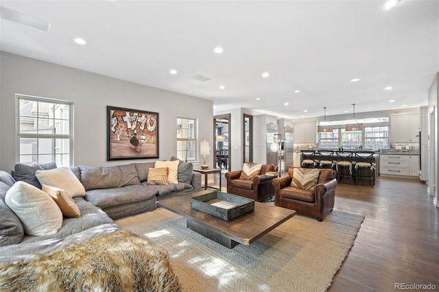 living room featuring wood-type flooring