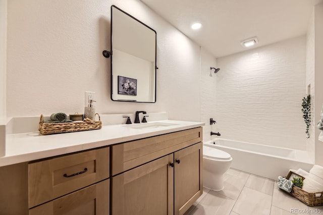 5475 W Ottawa Ave, Littleton, CO 80128 - bathroom featuring toilet, vanity, and shower / tub combination