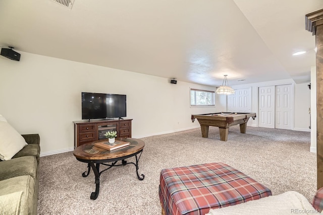 5475 W Ottawa Ave, Littleton, CO 80128 - rec room featuring billiards table, carpet floors, and baseboards