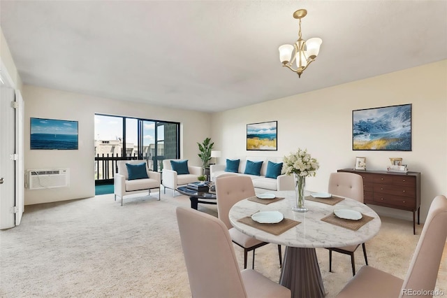 14001 E Marina Dr Unit 606, Aurora, CO 80014 - dining area featuring a wall mounted AC, a chandelier, and light carpet