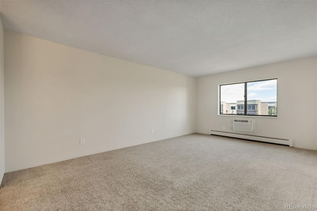 14001 E Marina Dr Unit 606, Aurora, CO 80014 - empty room featuring light carpet, a baseboard heating unit, and an AC wall unit