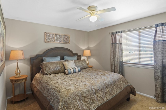 bedroom with carpet and ceiling fan