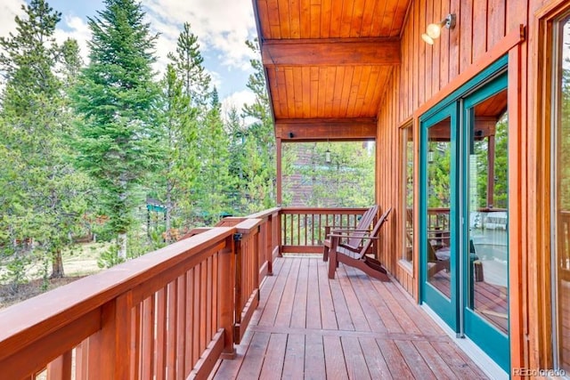 wooden deck with french doors