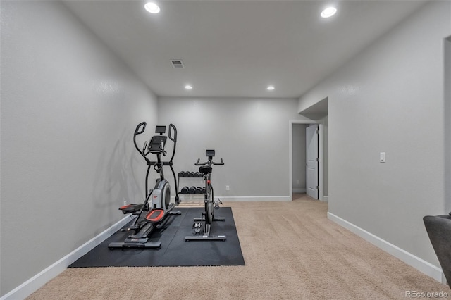7665 Grady Cir, Castle Rock, CO 80108 - workout room featuring recessed lighting, baseboards, and carpet