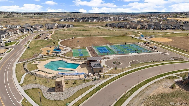 bird's eye view with a residential view