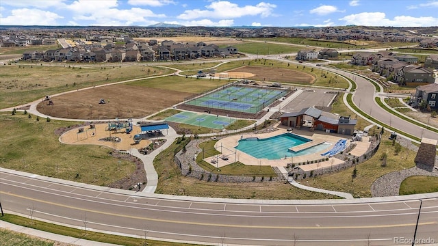 drone / aerial view featuring a residential view