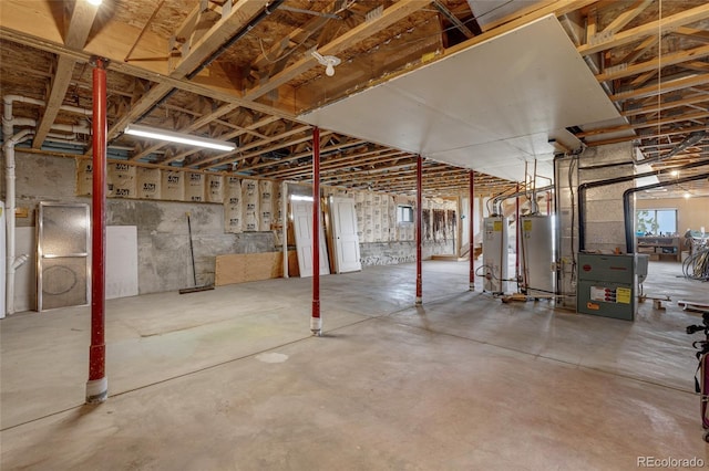 basement with gas water heater