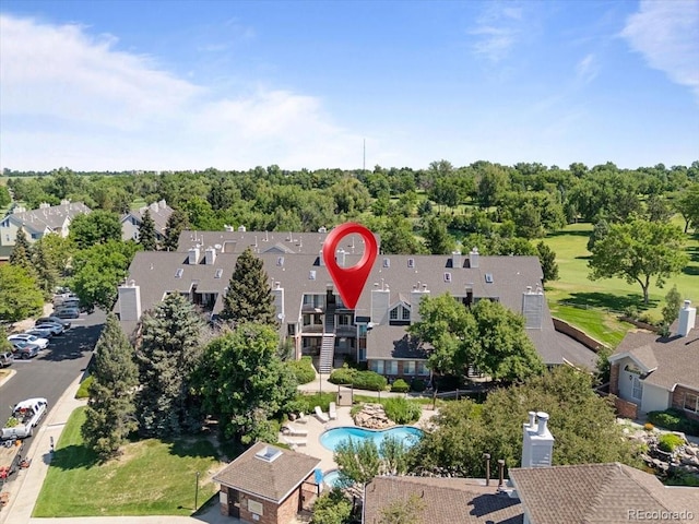 13873 E Lehigh Ave Unit E, Aurora, CO 80014 - aerial view of residential area with a pool area