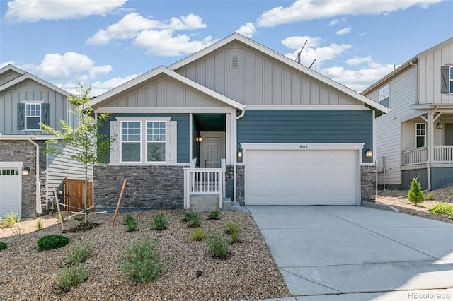 craftsman inspired home with a garage