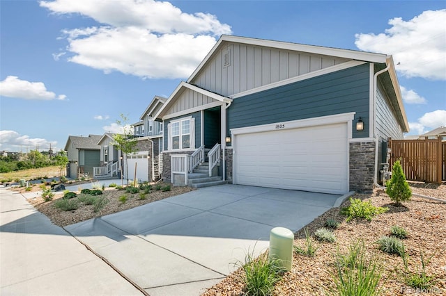 craftsman inspired home featuring a garage