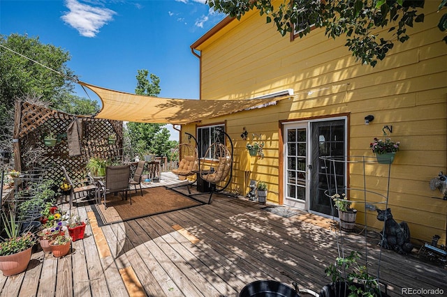34181 Columbine Trl, Elizabeth, CO 80107 - wooden terrace featuring outdoor dining space