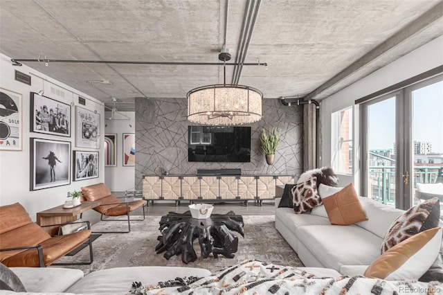 1735 19th St Unit 6D, Denver, CO 80202 - living area featuring a chandelier