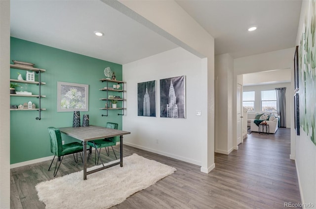 office space featuring hardwood / wood-style floors