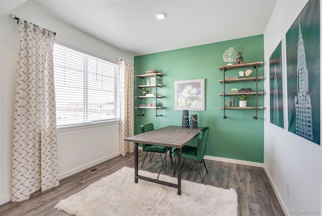 office area featuring dark wood-type flooring