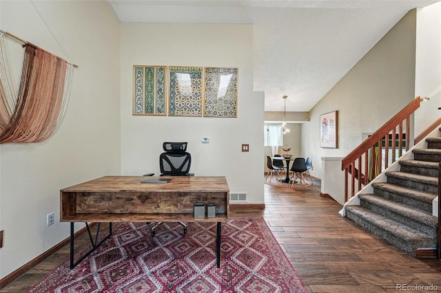 3593 S Gibralter Cir, Aurora, CO 80013 - office area with dark wood-type flooring and baseboards