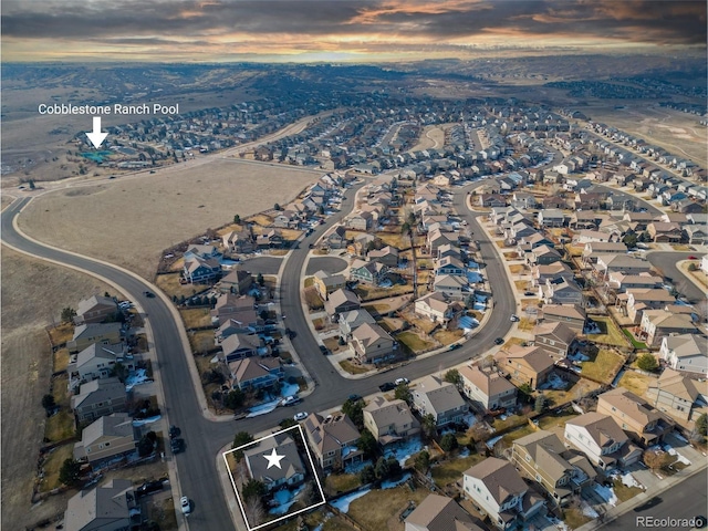 aerial view with a residential view