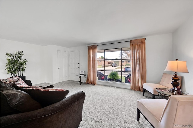 living room with light carpet