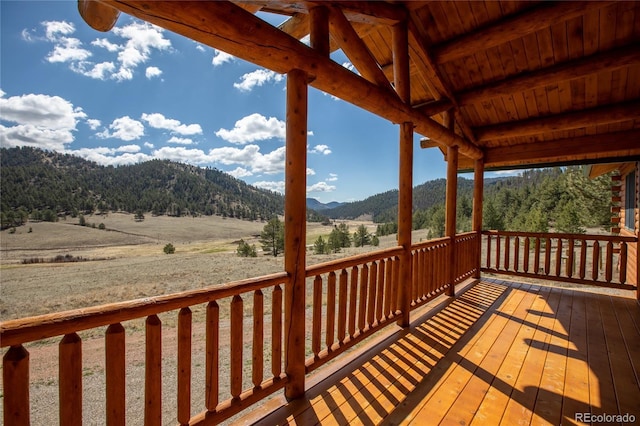 deck with a mountain view