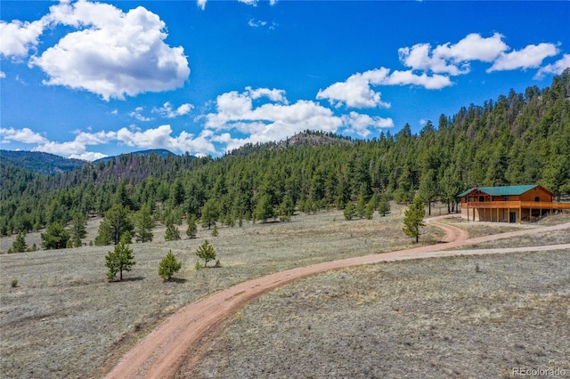 mountain view with a heavily wooded area