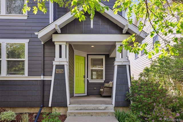 2857 Xanthia Ct, Denver, CO 80238 - view of exterior entry with a porch