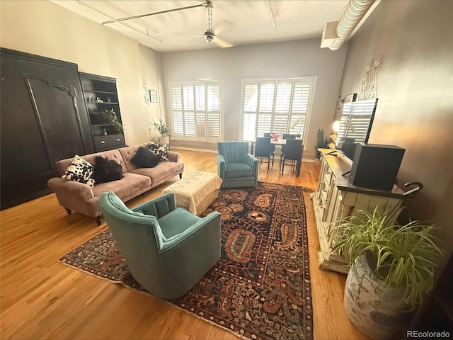 living area featuring wood finished floors